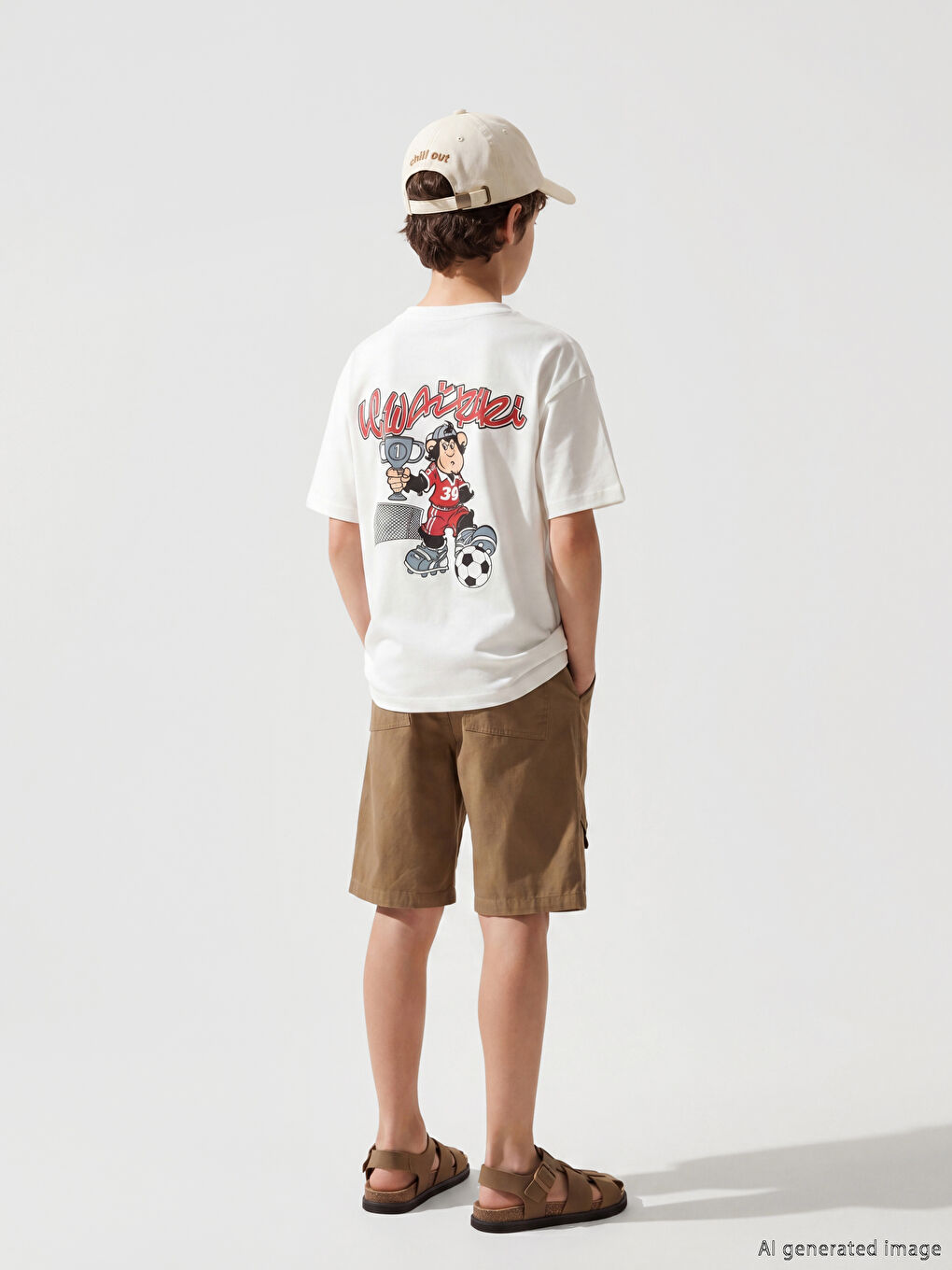 Beyaz Nostaljik Maymun Baskılı Erkek Çocuk Tişört-3