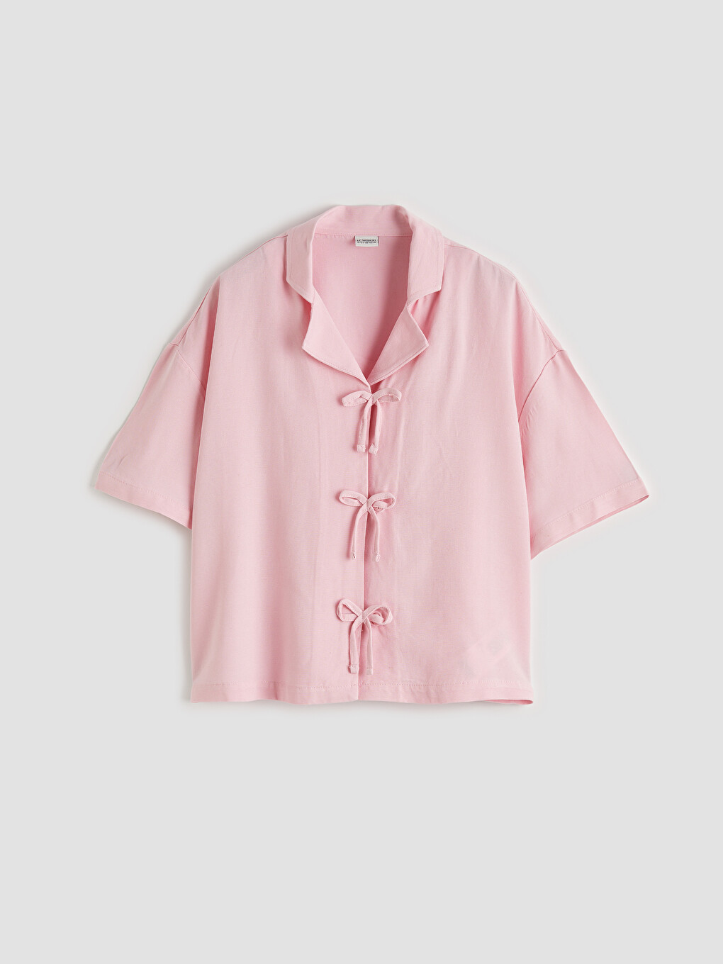 Pembe Regular Fit Fiyonk Detaylı Kız Çocuk Bluz