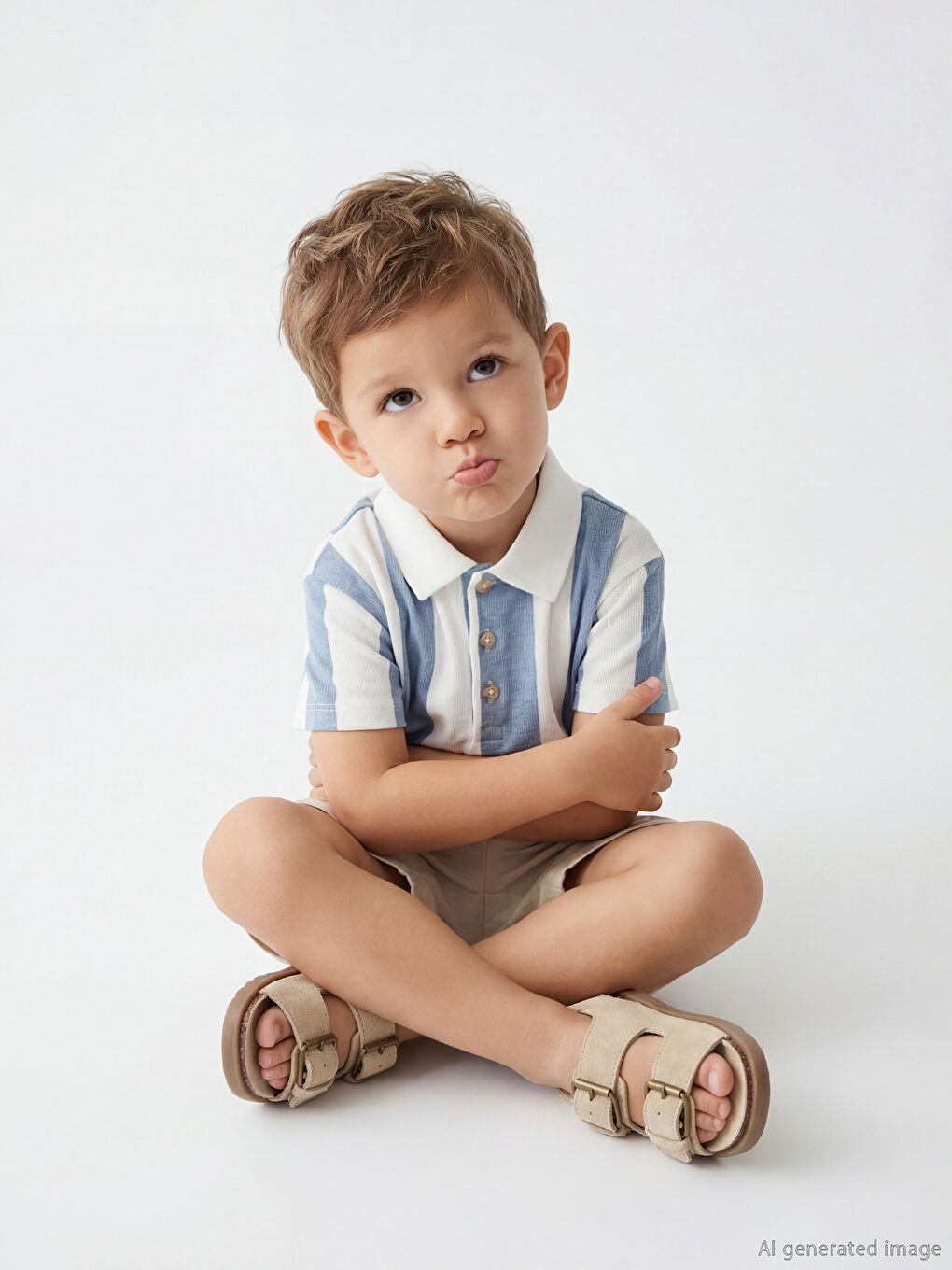 Striped Polo Collar Baby Boy T-shirt and Shorts