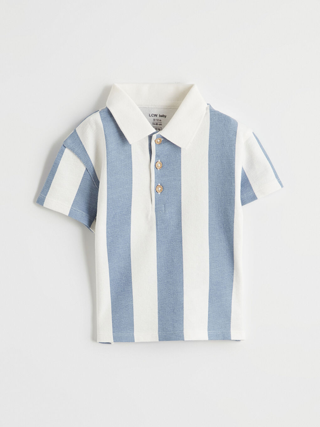 Ekru Çizgili Polo Yaka Erkek Bebek Tişört ve Şort-1