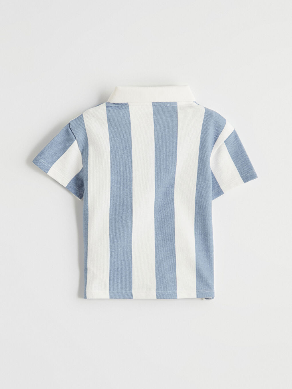 Ekru Çizgili Polo Yaka Erkek Bebek Tişört ve Şort-3