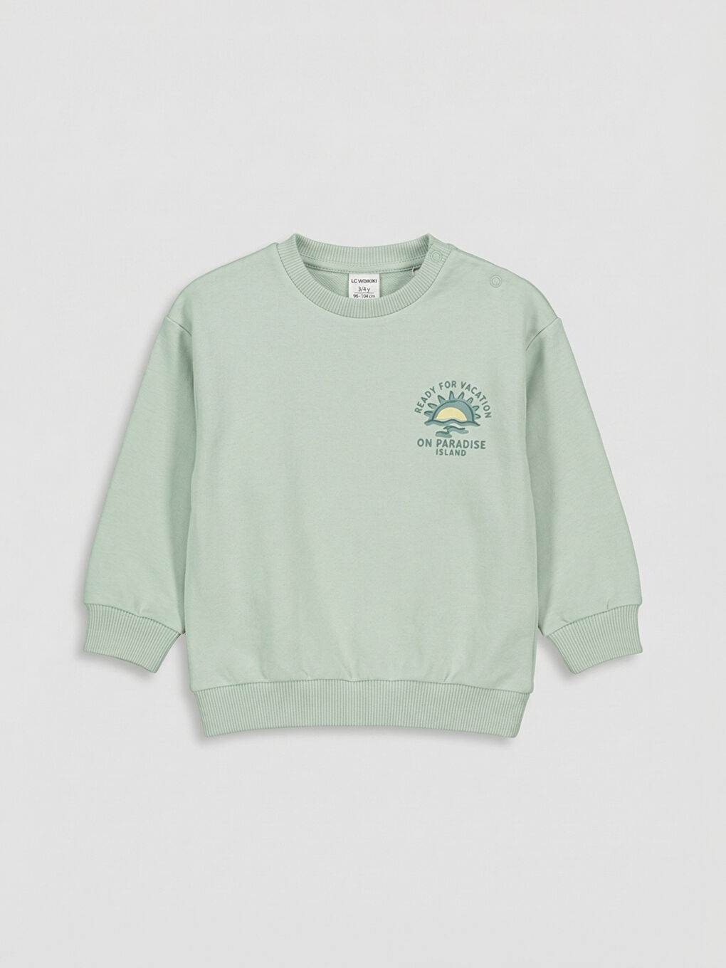 Yeşil Bisiklet Yaka Erkek Bebek Sweatshirt ve Eşofman Altı-1