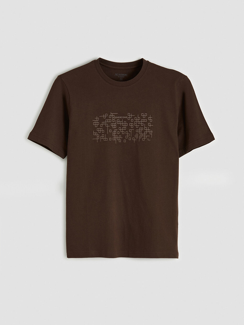 Kahverengi Bisiklet Yaka Baskılı Penye Erkek Tişört-4