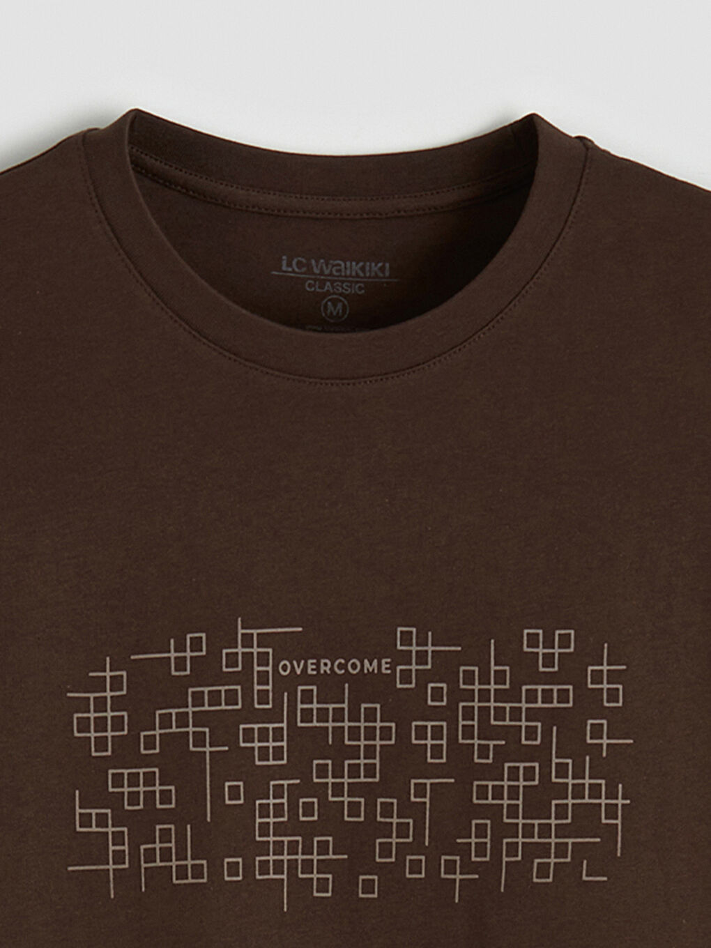 Kahverengi Bisiklet Yaka Baskılı Penye Erkek Tişört-5