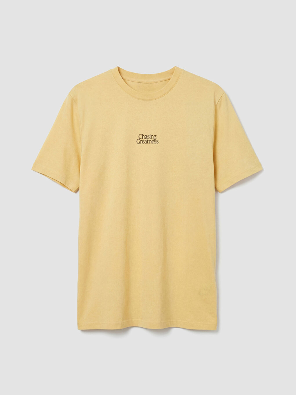 Sarı Bisiklet Yaka Baskılı Penye Erkek Tişört-5