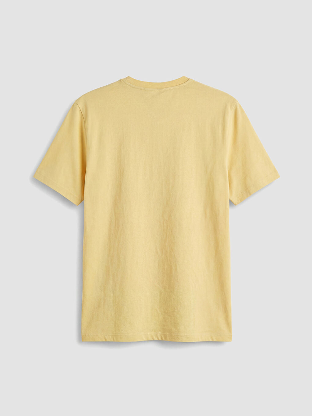 Sarı Bisiklet Yaka Baskılı Penye Erkek Tişört-6