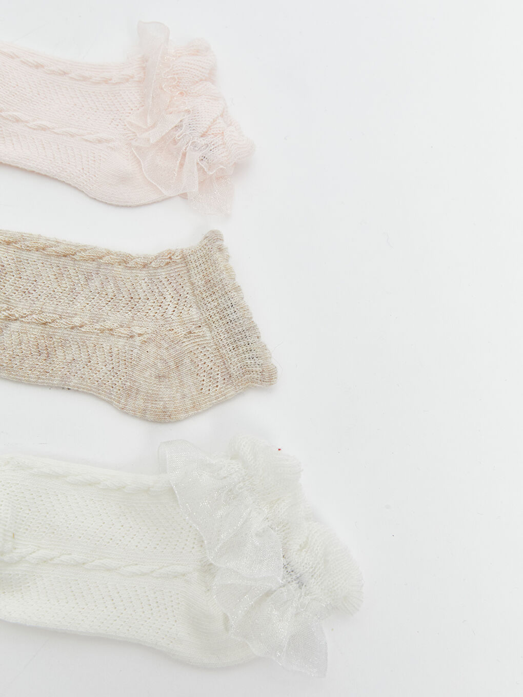 Pembe Kız Bebek Desenli Patik Çorap 3'lü-1