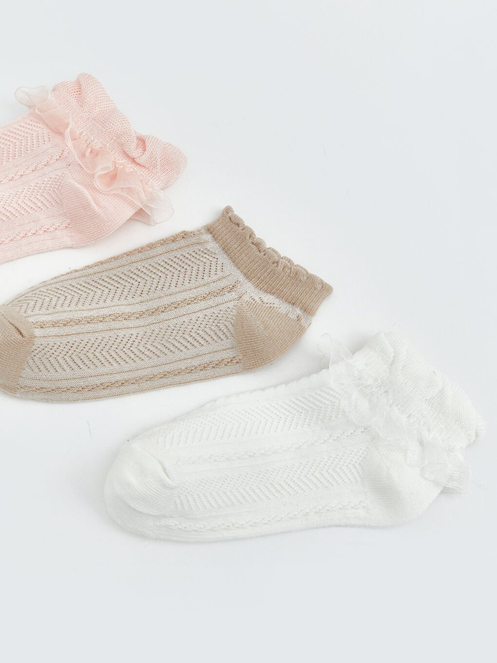 Pembe Kız Bebek Desenli Patik Çorap 3'lü-1