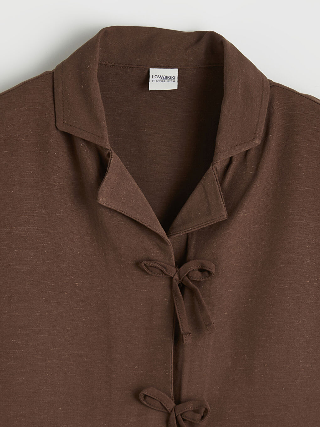 Kahverengi Keten Karışımlı Kız Çocuk Bluz ve Pantolon-2