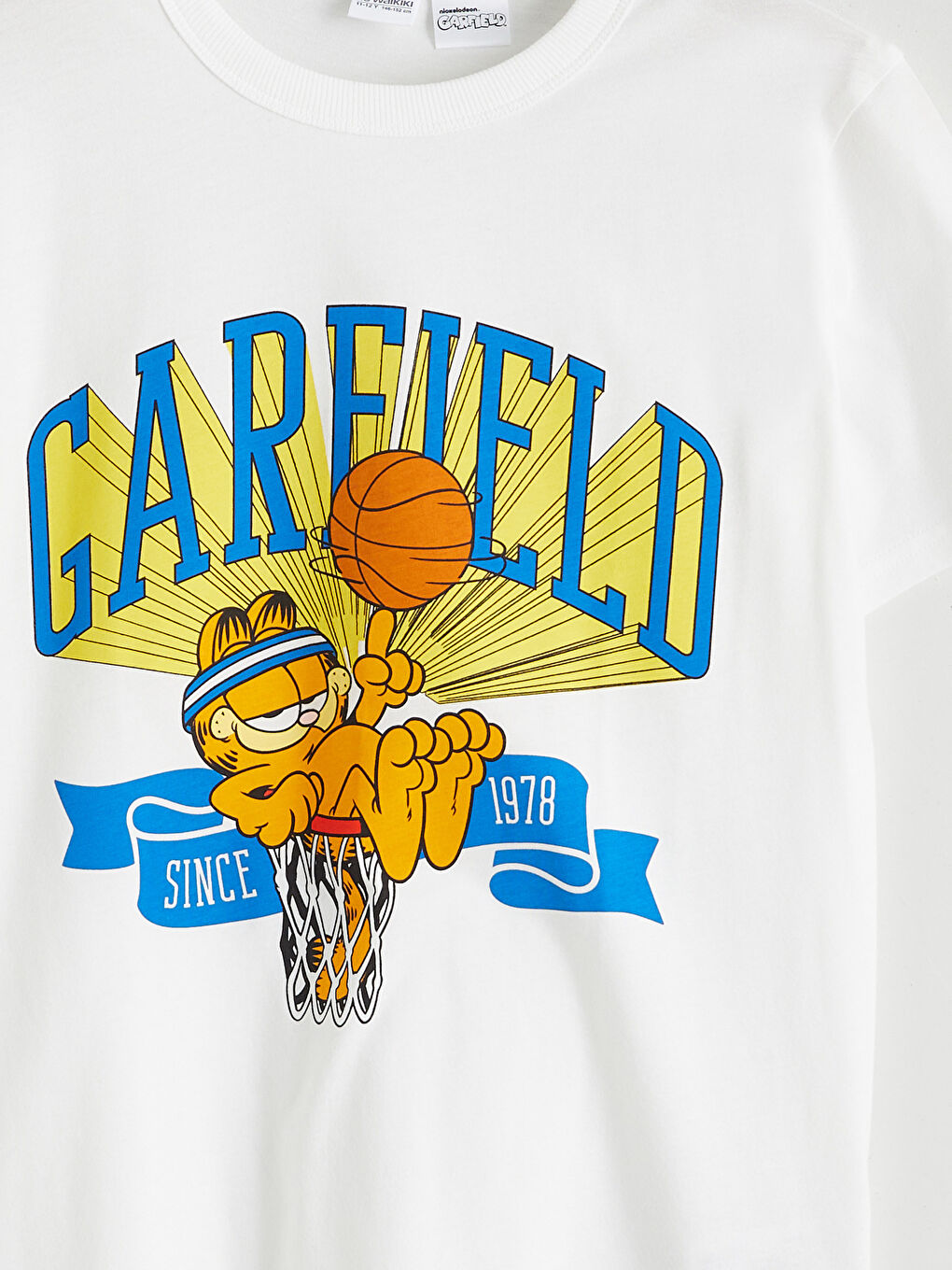 Ekru Bisiklet Yaka Garfield Baskılı Erkek Çocuk Tişört-2