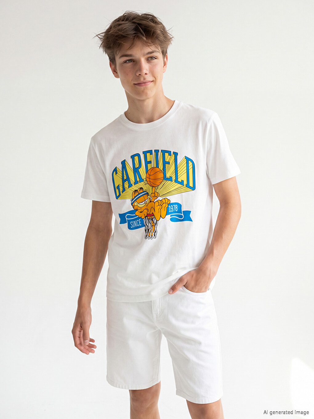Dječija Majica Za Dječake Sa Okruglim Izrezom I Garfield Štampom