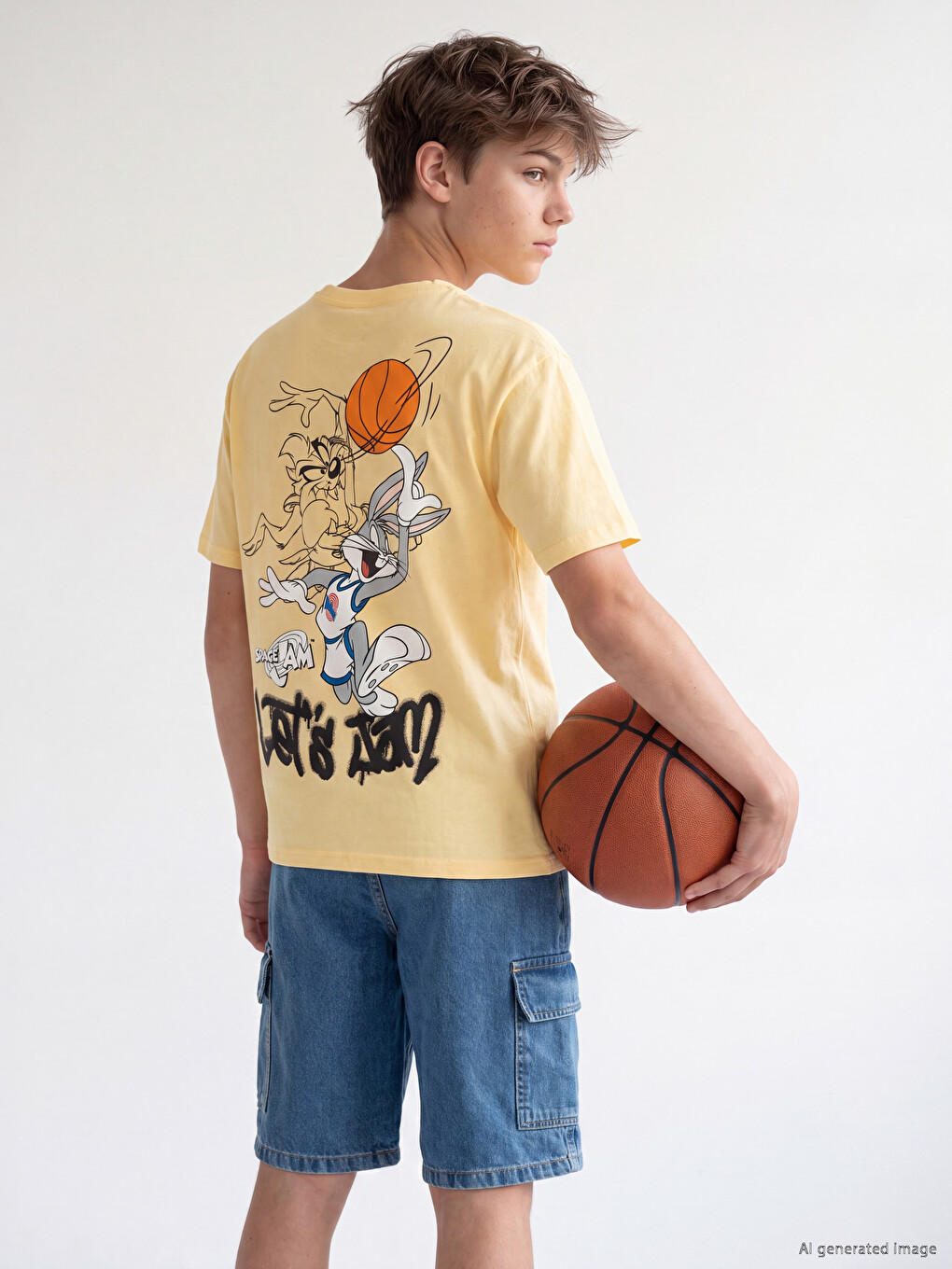 Tricou Băieți Imprimat Bugs Bunny Cu Guler Rotund-1