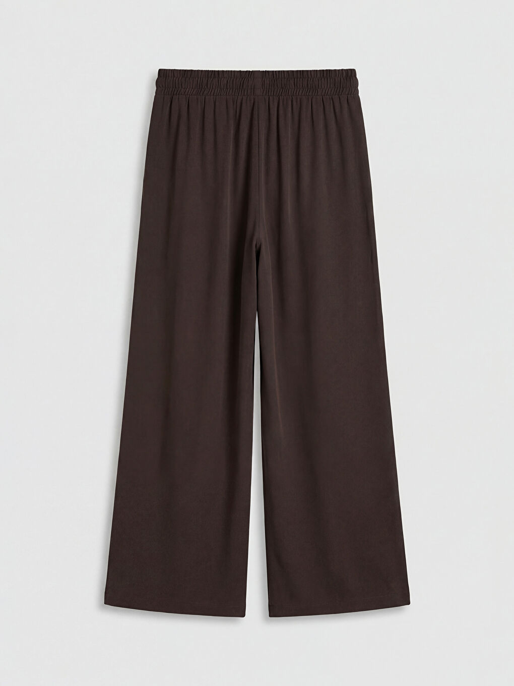 Kahverengi Beli Lastikli Geniş Paça Kadın Pantolon	-1