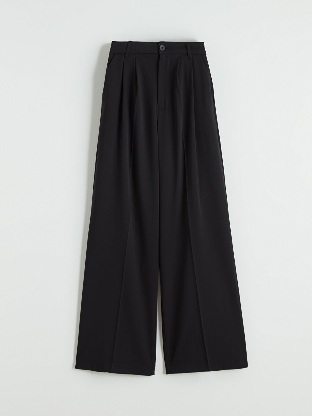 Loose Fit Wide Leg Pleated Women's Fabric Trousers-4