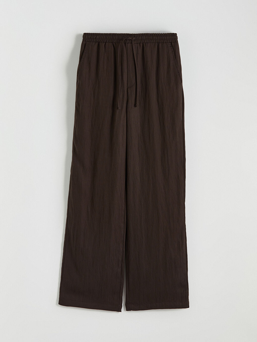 Textured Women's Trousers with Elastic Waistband-4