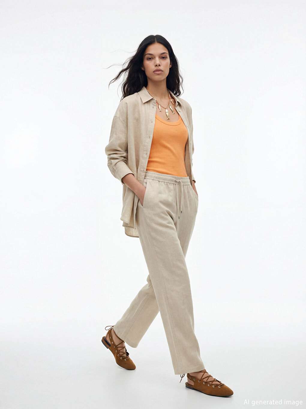 Woman BEIGE Trousers