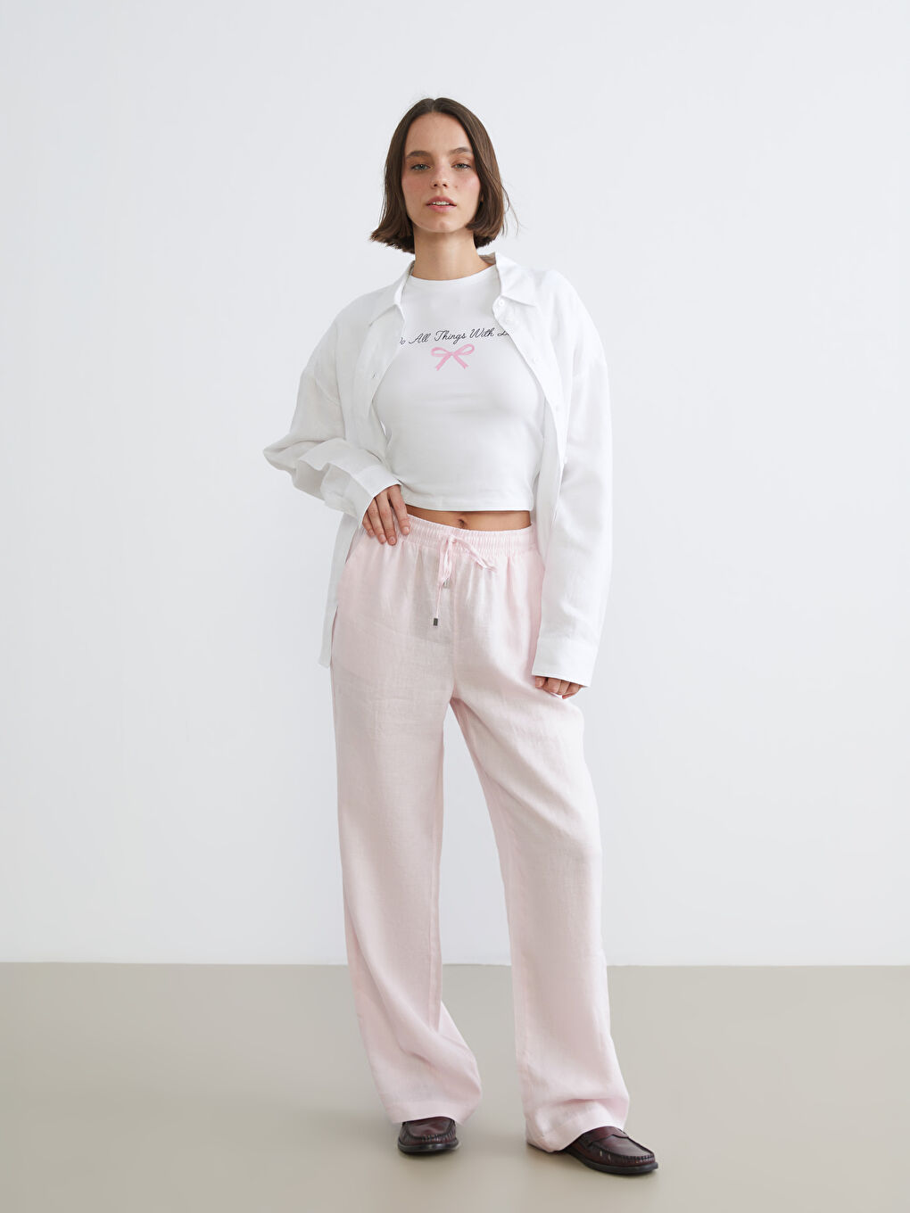 Elastic Waist Linen Women's Trousers