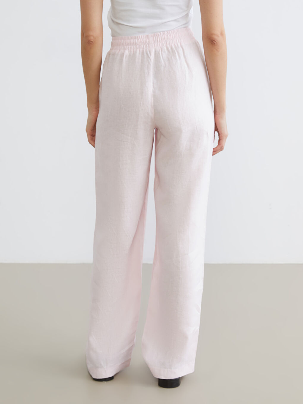 Elastic Waist Linen Women's Trousers-3