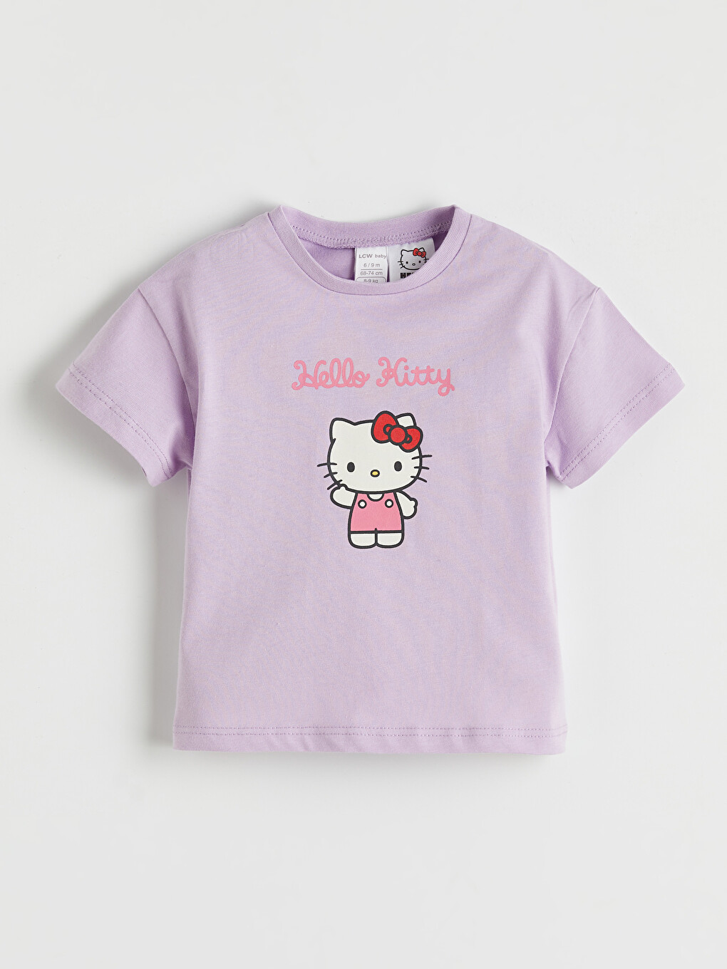 Lila Hello Kitty Baskılı Kız Bebek Tişört