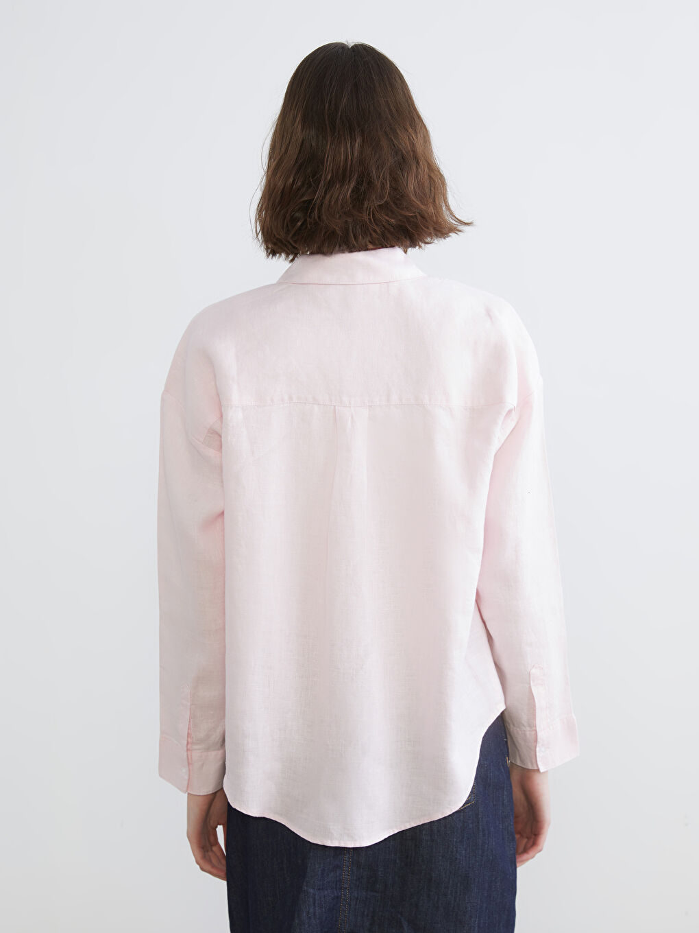 Oversize Keten Kadın Gömlek-3