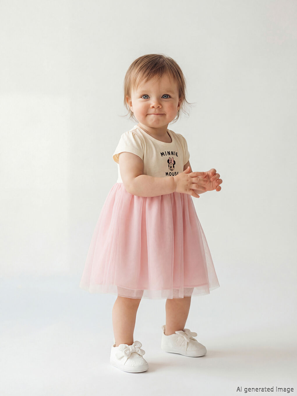 Платье из фатина для малышки девочки с принтом Минни Маус-1