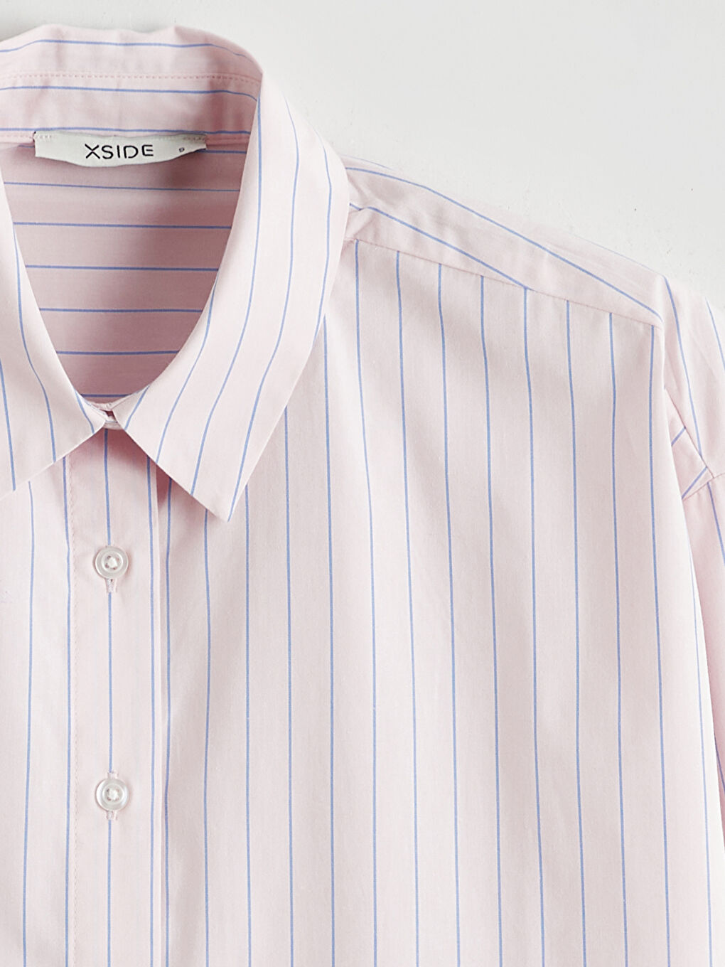 Полосатая поплиновая женская рубашка-4