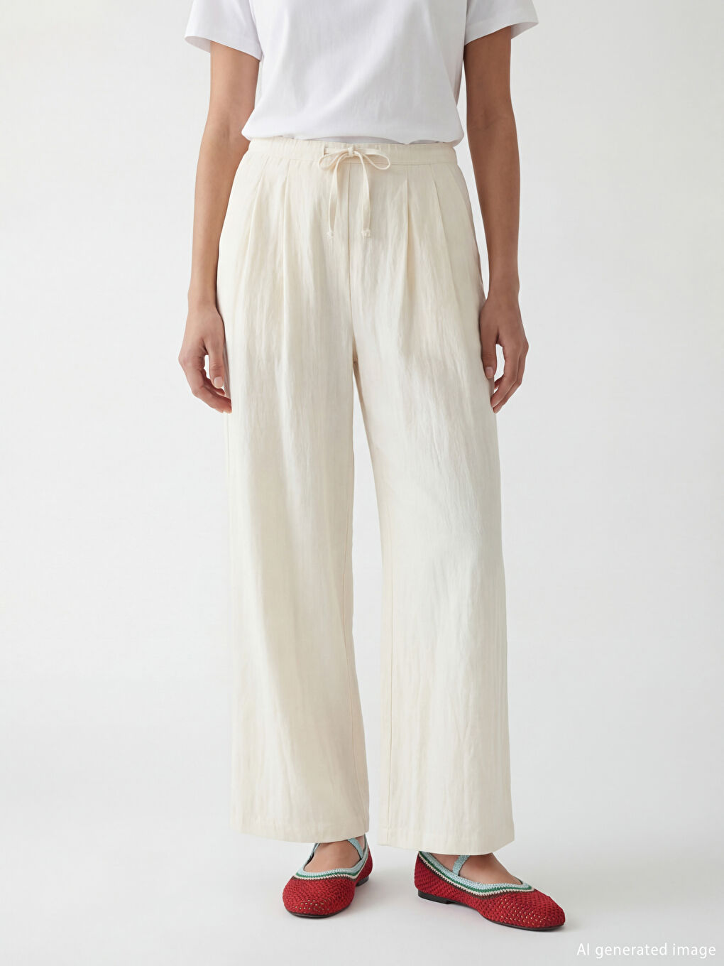 Elasticated Waist Textured Women's Trousers-1