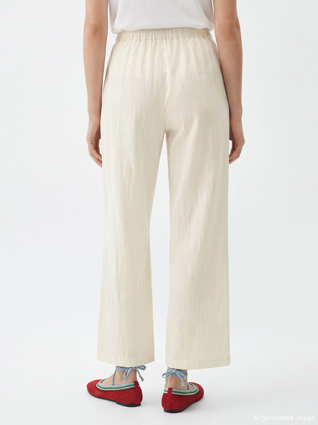 Elasticated Waist Textured Women's Trousers-3