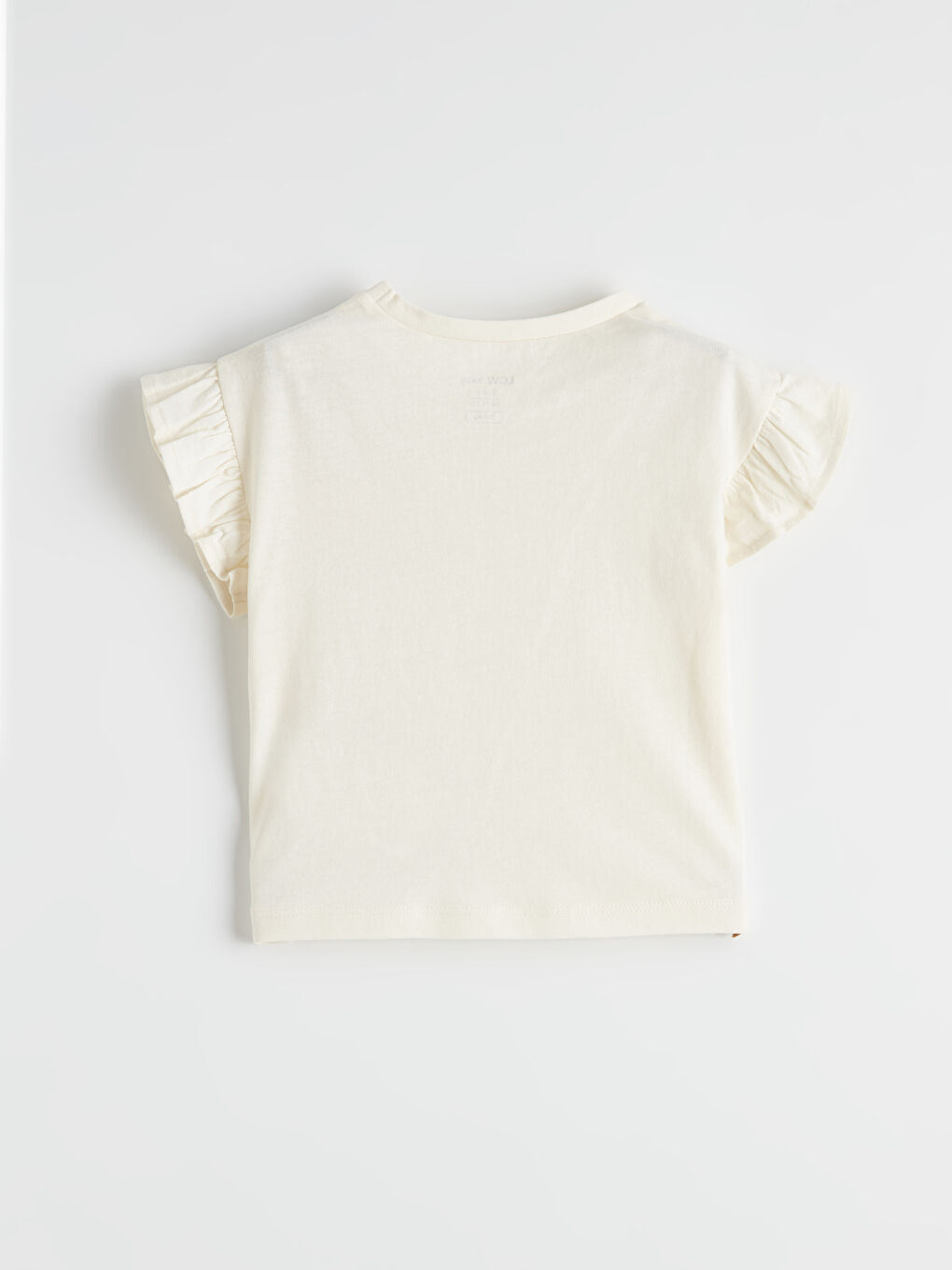 Ekru Çiçek Baskılı Fırfırlı Kız Bebek Tişört ve Şort-3