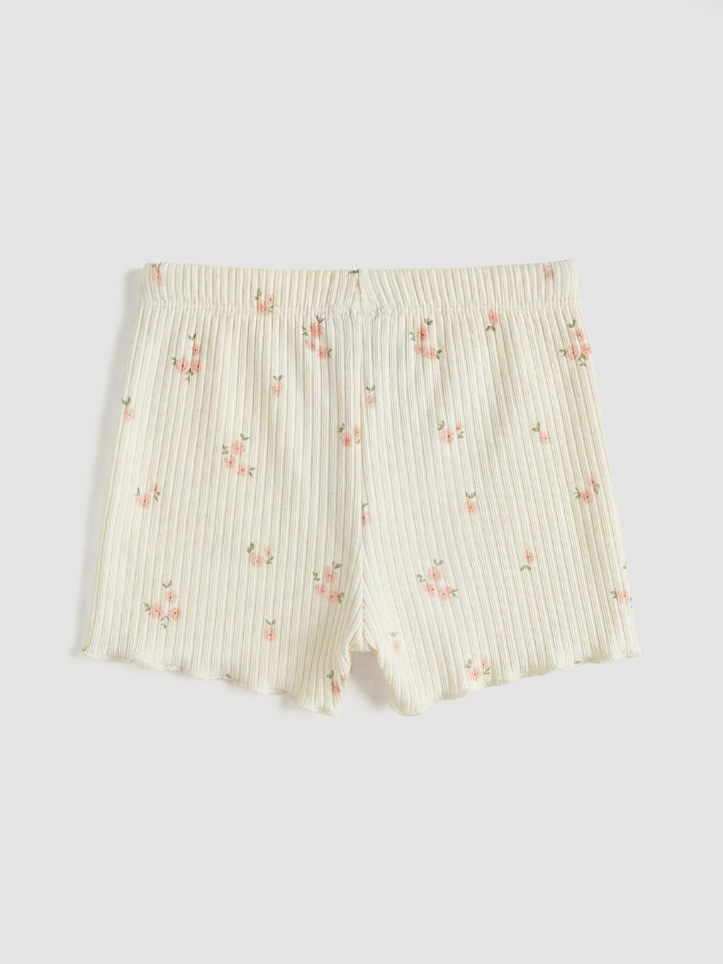 Ekru Regular Fit Çiçek Desenli Kız Bebek Şort Ve Tişört-4