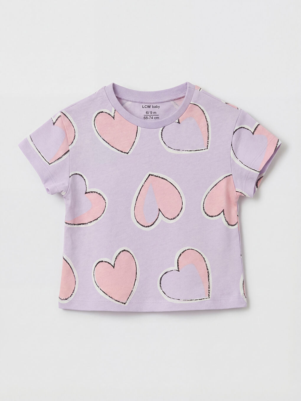 Lila Kalp Desenli Kız Bebek Tişört ve Tayt-1