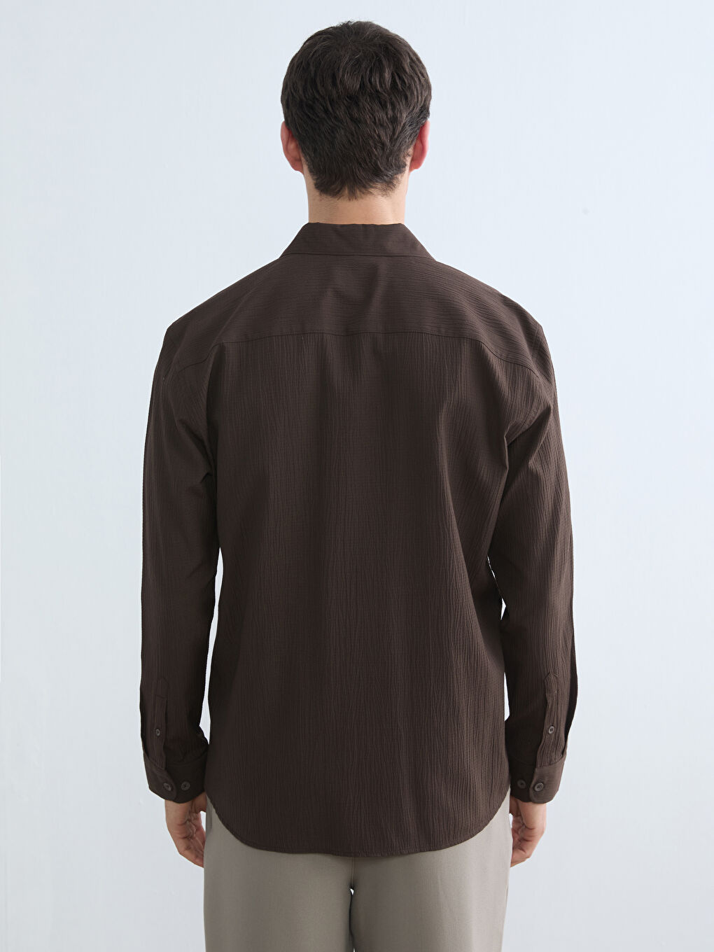 Kahverengi Regular Fit Erkek Gömlek-3