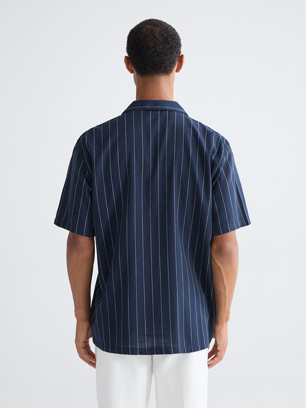 Regular Fit Resort Collar Striped Men's Shirt-3