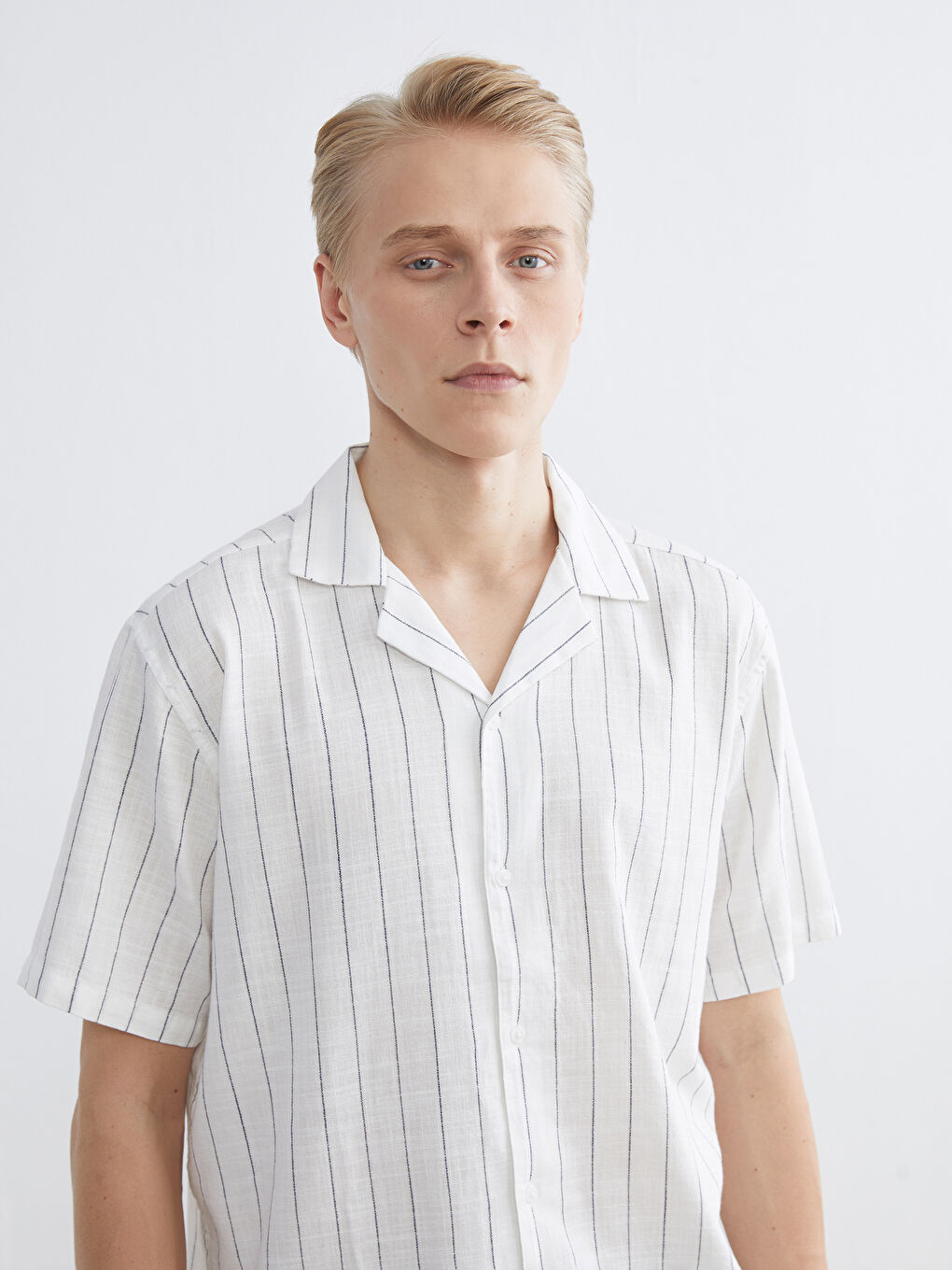 Regular Fit Resort Collar Striped Men's Shirt