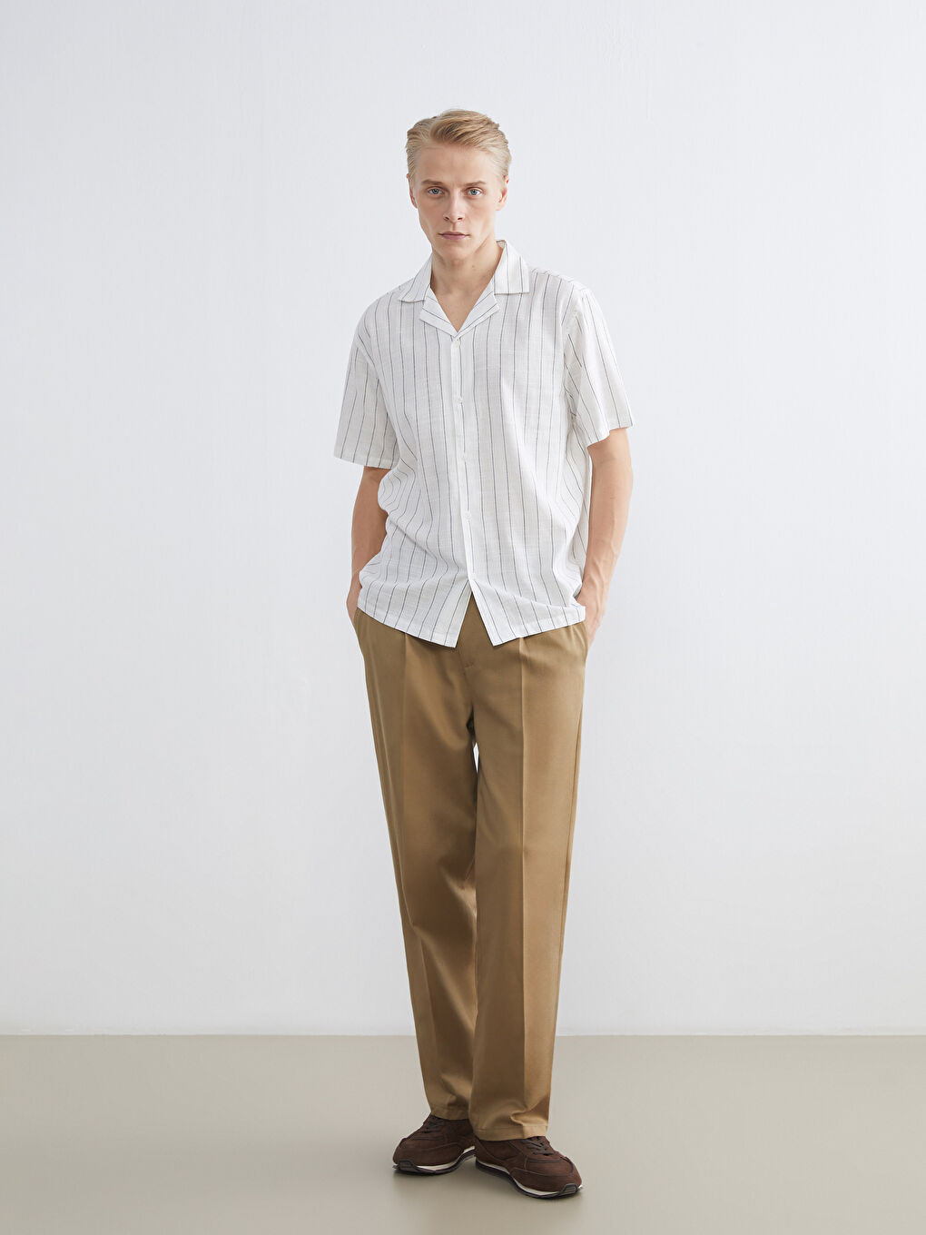 Regular Fit Resort Collar Striped Men's Shirt-1