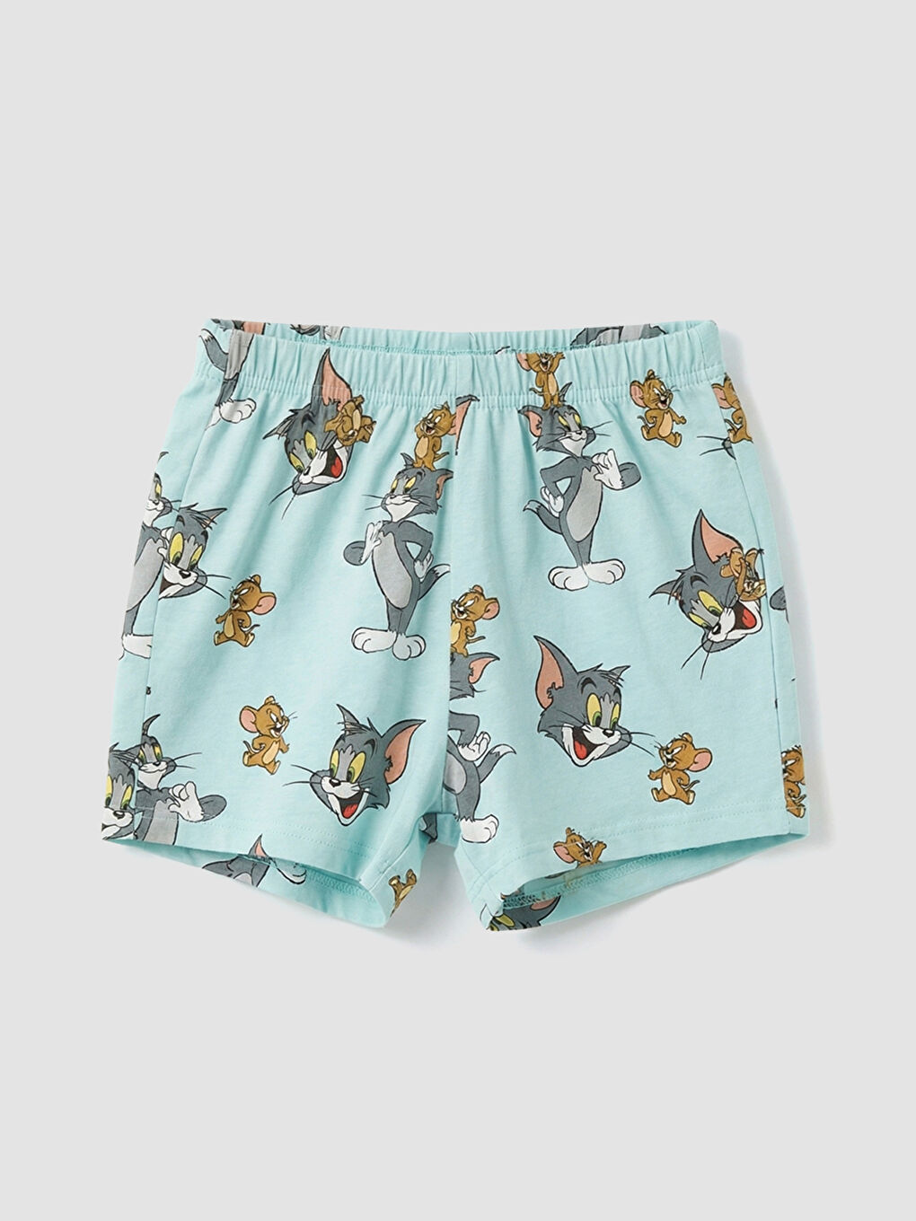 Turkuaz Tom ve Jerry Baskılı Erkek Bebek Tişört ve Şort-3