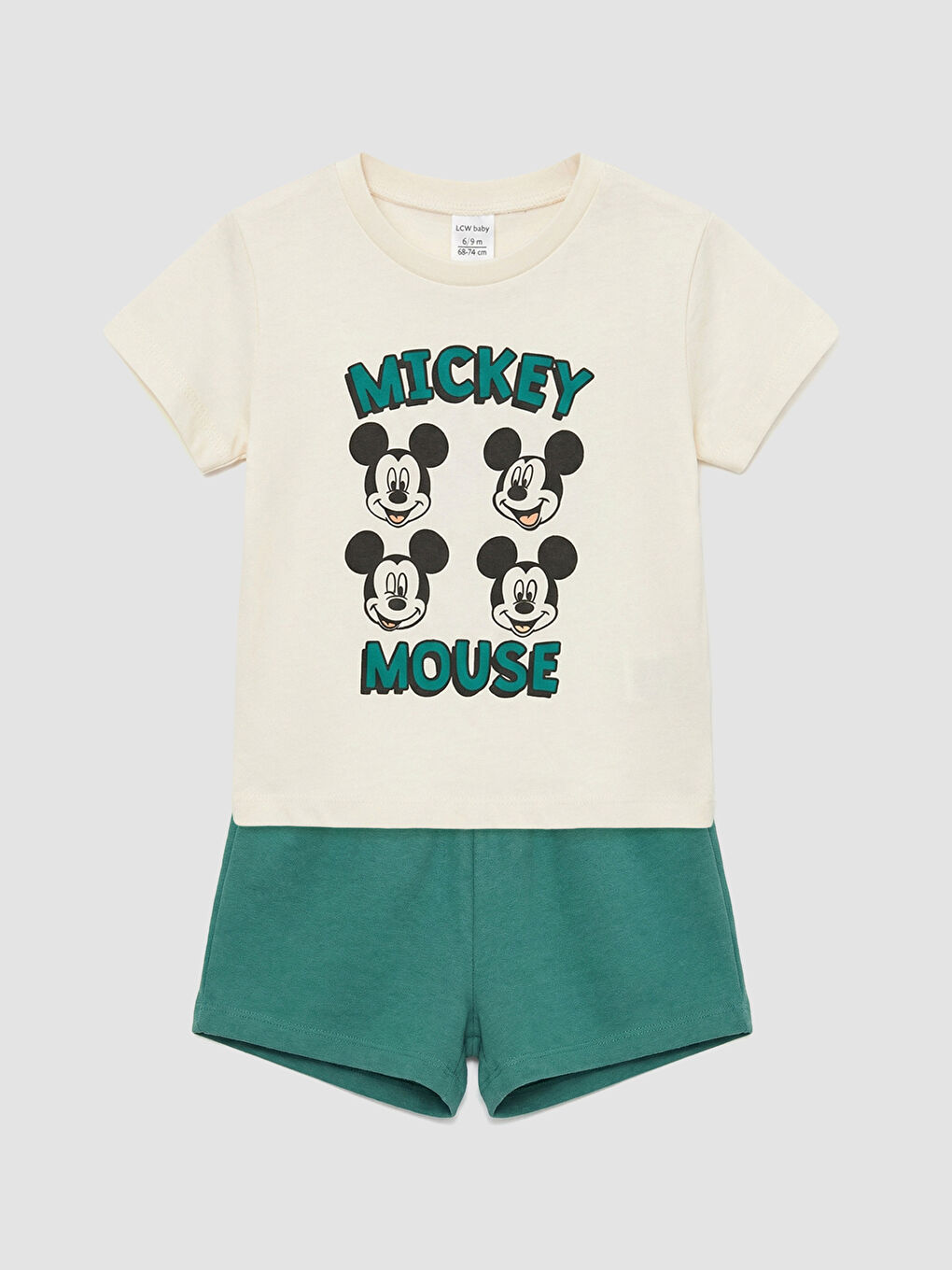 Ekru Mickey Mouse Baskılı Erkek Bebek Takım