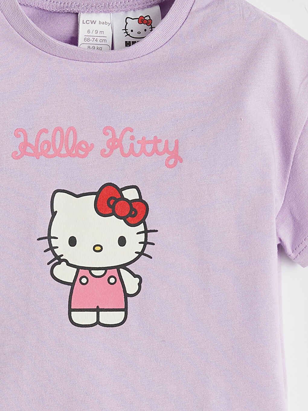 Lila Hello Kitty Baskılı Kız Bebek Tişört ve Şort Takım-5