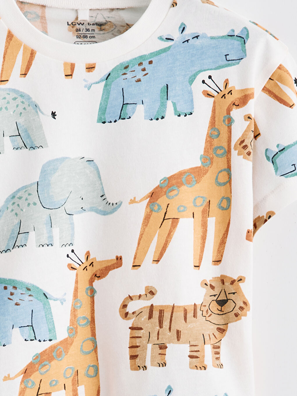 Ekru Hayvan Baskılı Erkek Bebek Tişört Ve Şort-5