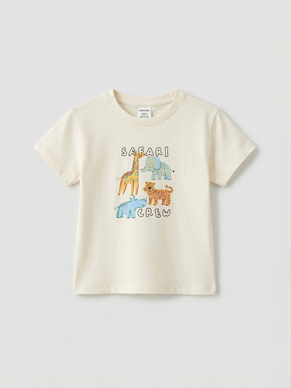 Ekru Erkek Bebek Baskılı Tişört ve Şort -1