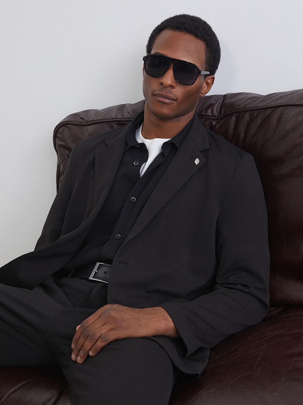 Kahverengi Dar Kalıp Erkek Blazer Ceket