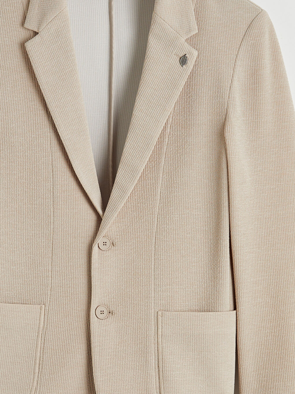 Bej Dar Kalıp Erkek Blazer Ceket-2