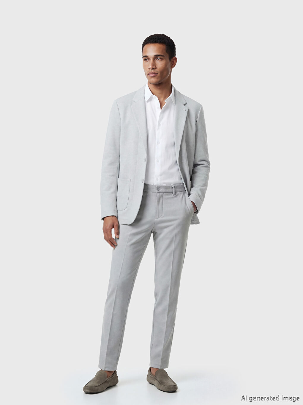 Gri Dar Kalıp Erkek Blazer Ceket-1