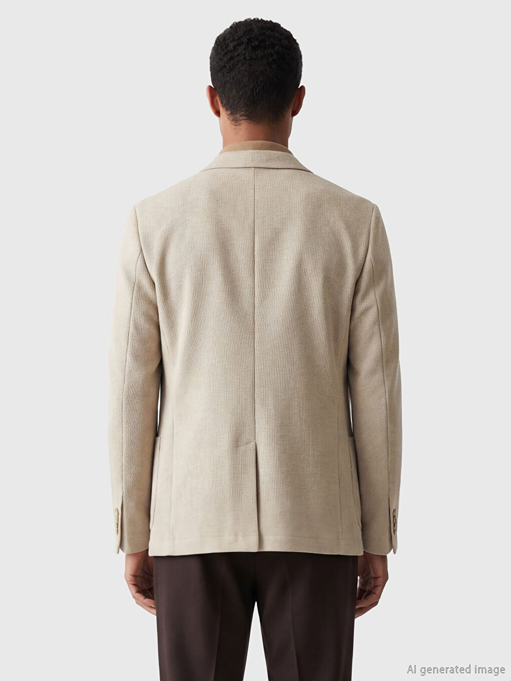 Bej Dar Kalıp Erkek Blazer Ceket-2