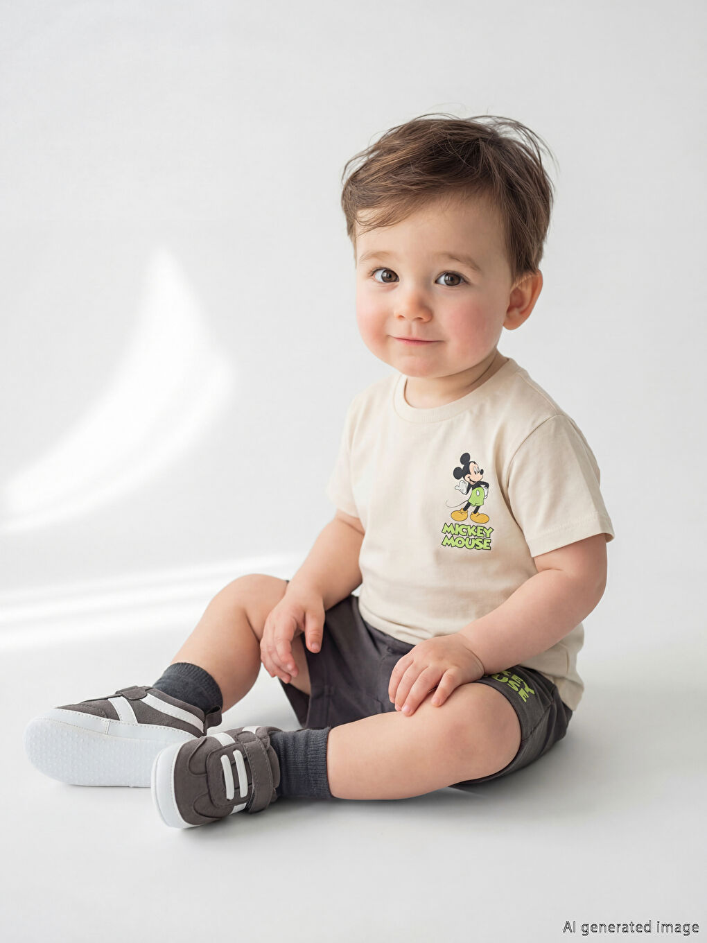 Mickey Mouse Printed Baby Boy T-Shirt and Shorts-1