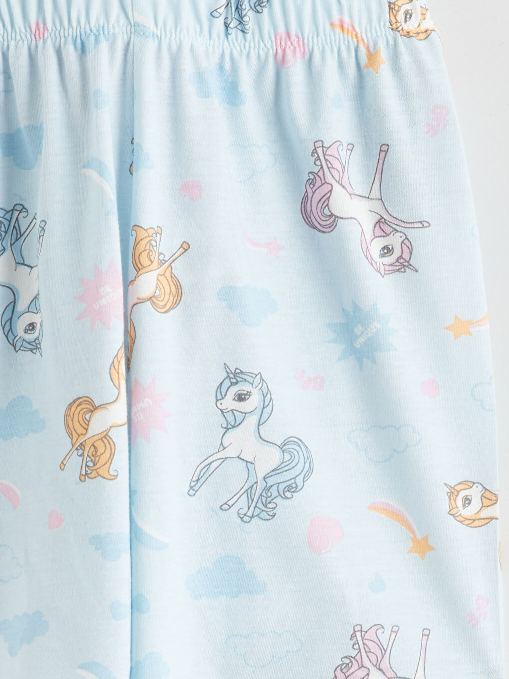 Crew Neck Printed Girls' Pyjama Set with Shorts-6