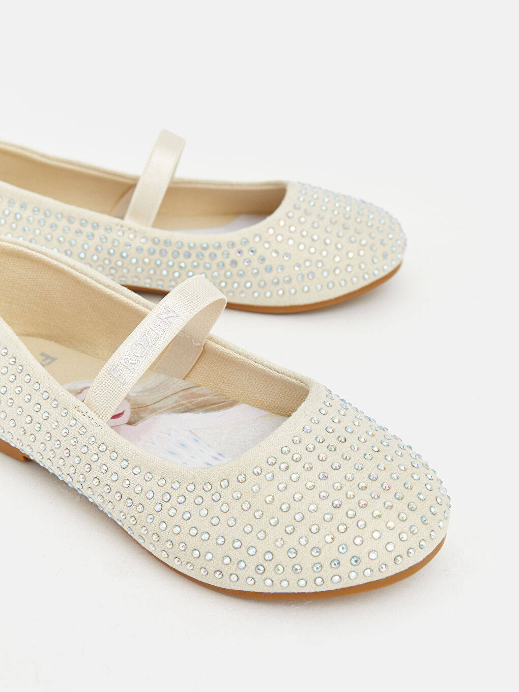 Beyaz Taşlı Kız Çocuk Babet -5