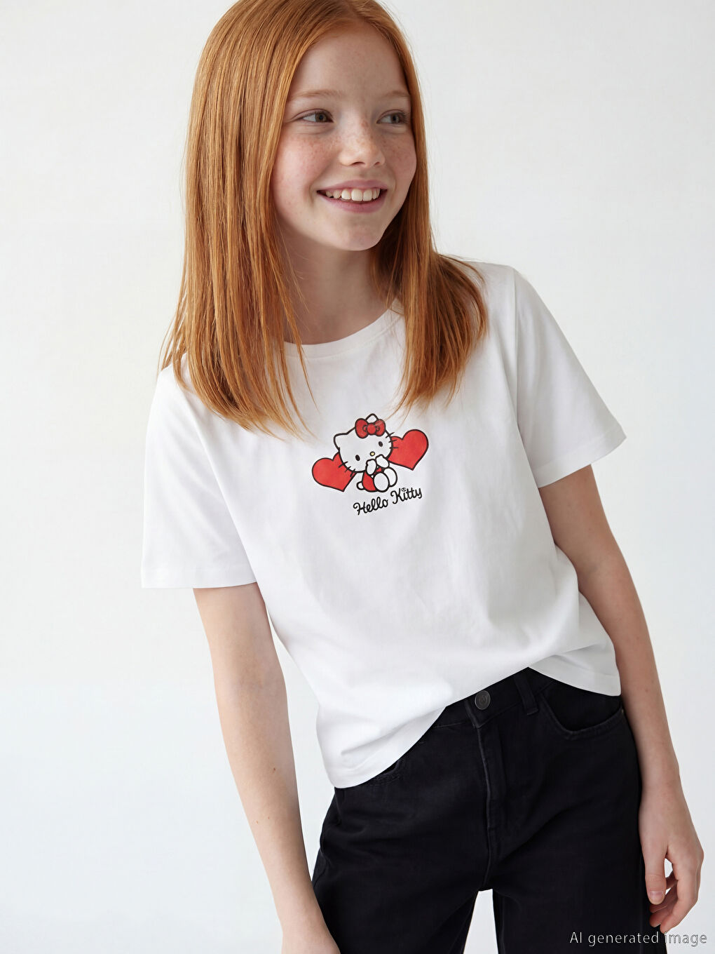 تيشيرت مطبوع Hello Kitty للبنات-1