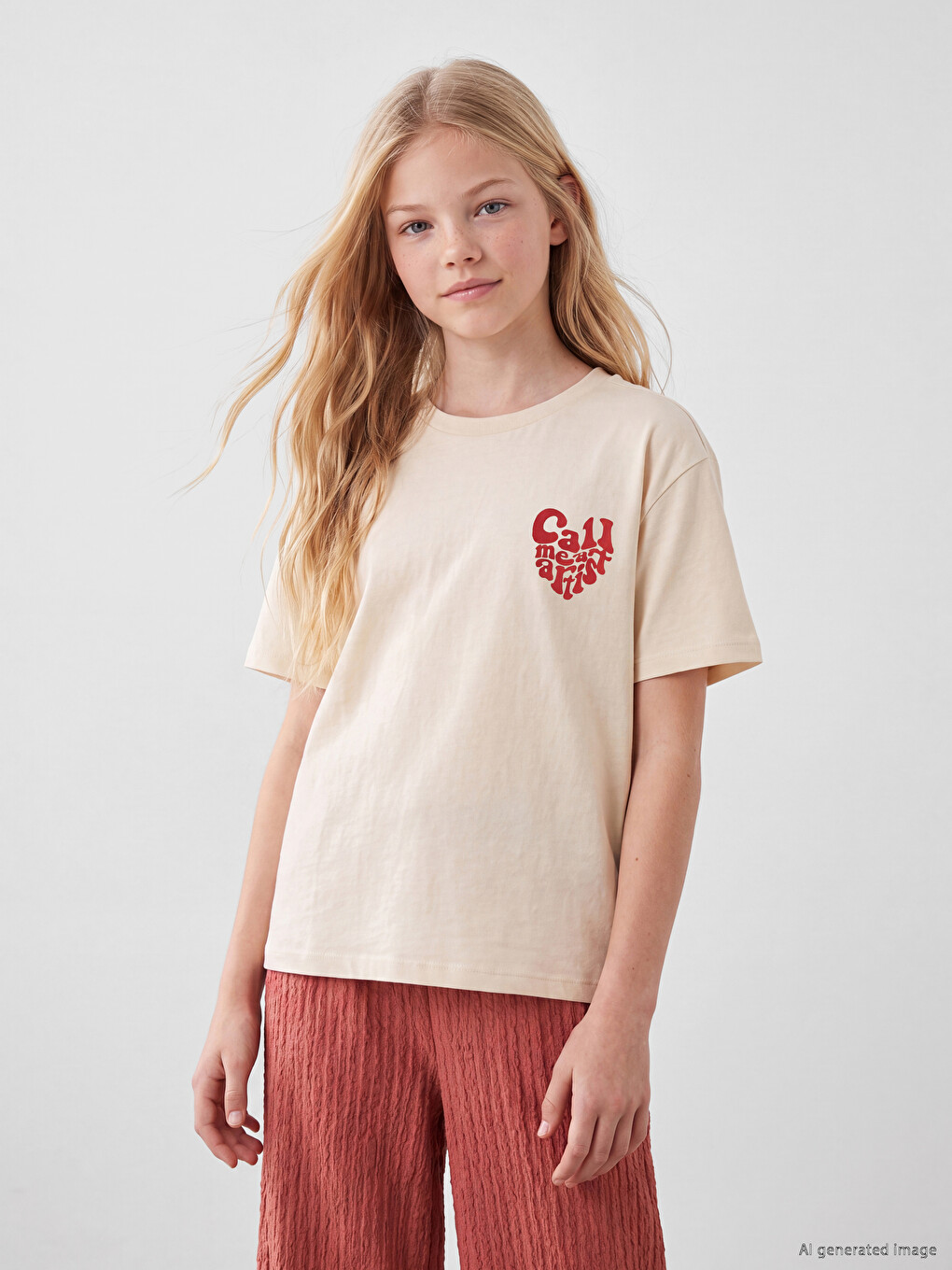 Wide Leg Textured Girls' Pants-1
