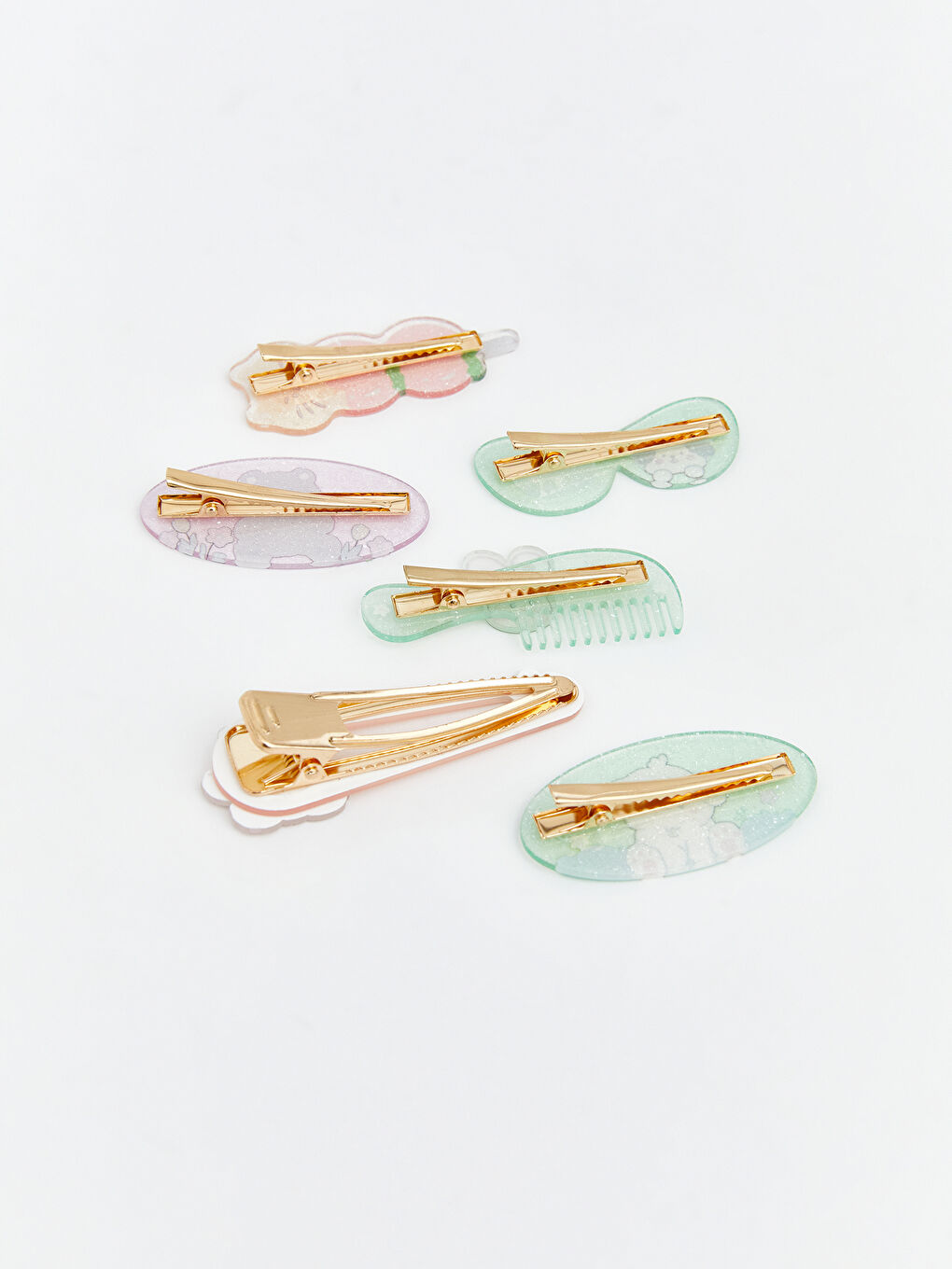 Karışık Baskılı Kız Çocuk Toka Seti 6'lı-1